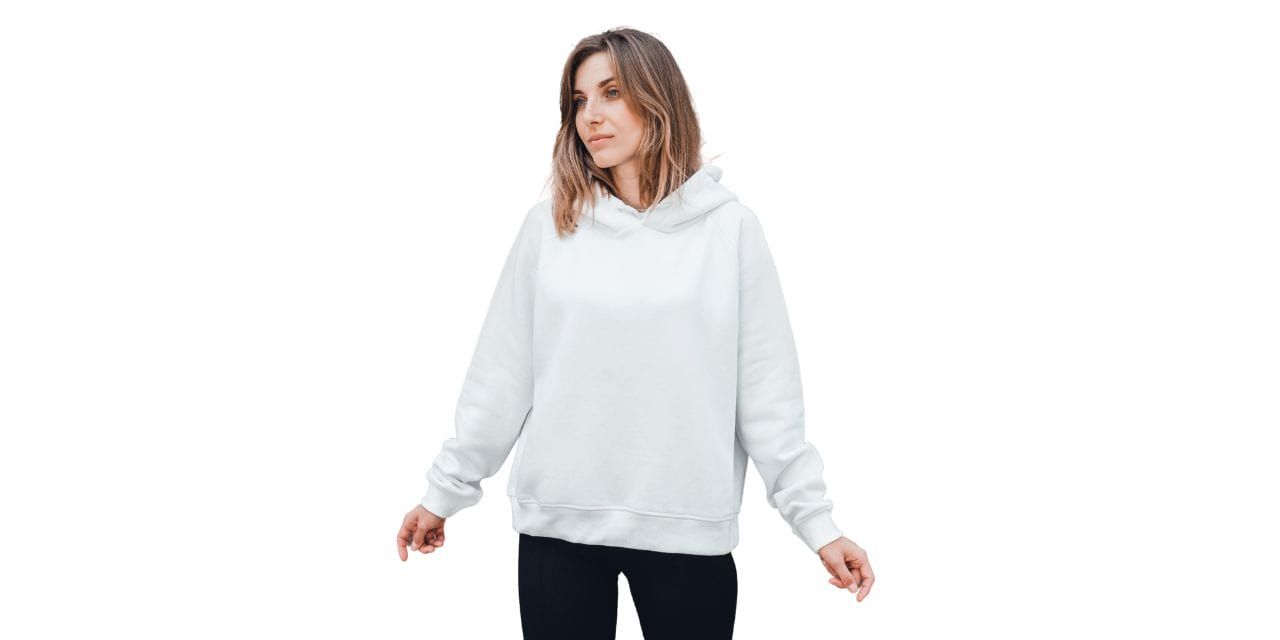 woman wearing a white hoodie and black tights; What Not To Wear to an Interview