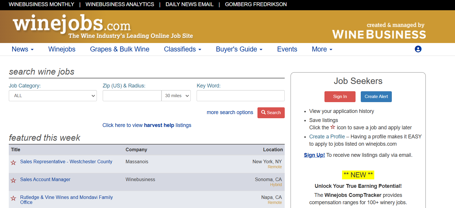 winejobs homepage; how to interview a sommelier