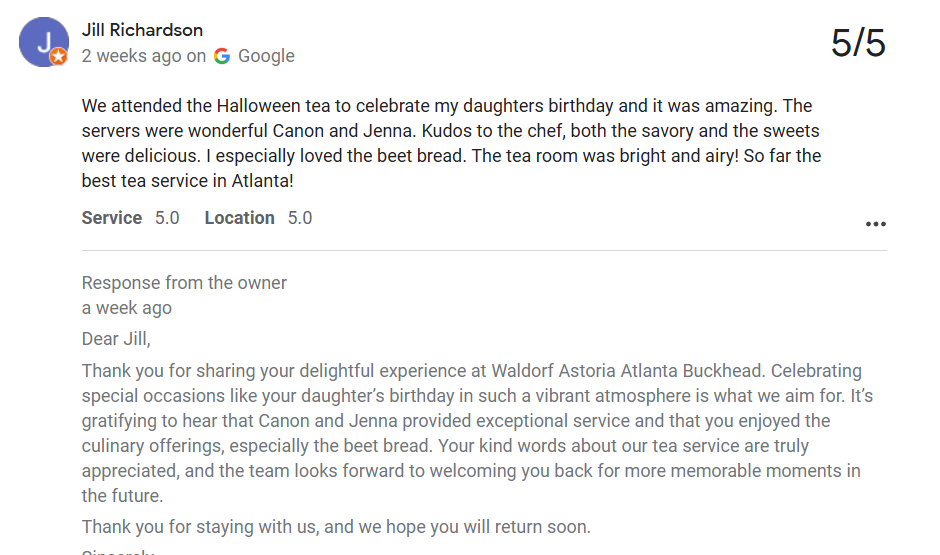 Waldorf Astoria Restaurant Atlanta review