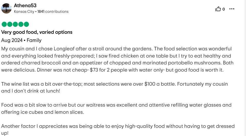 Atlanta Botanical Garden Inc Restaurant Atlanta review