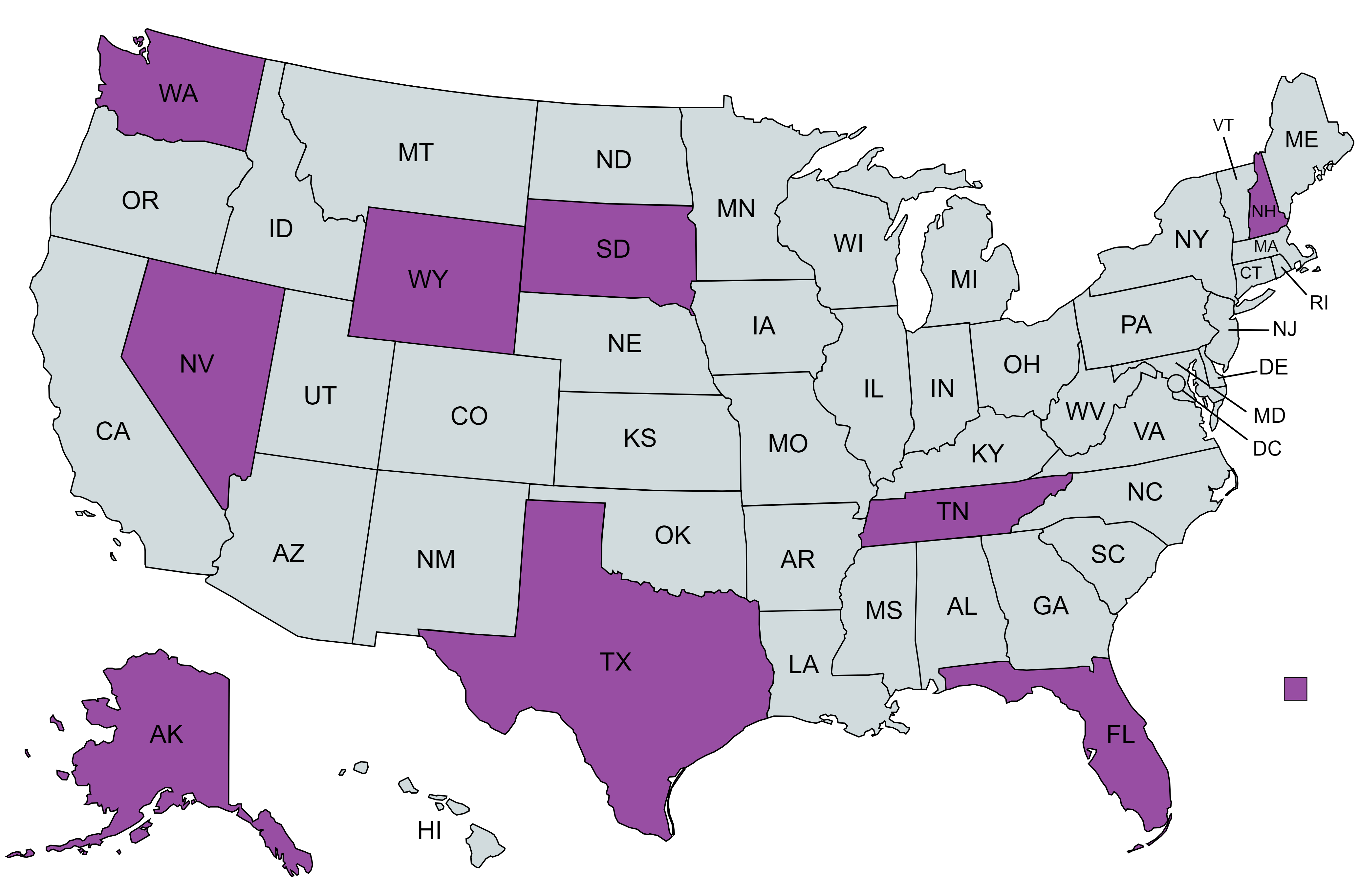 which states have no income tax; multi state payroll
