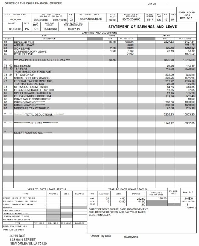 pay stub example