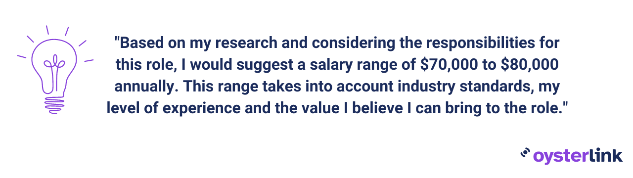 mentioning a salary range example