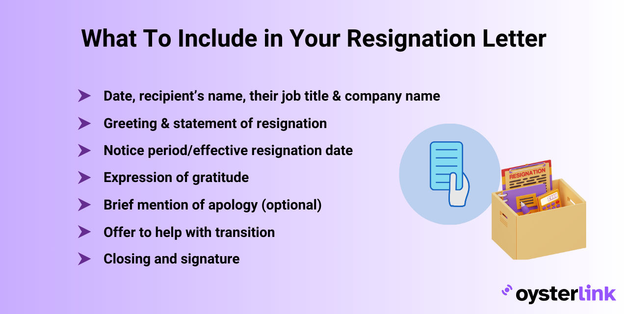 what to include in a professional resignation letter