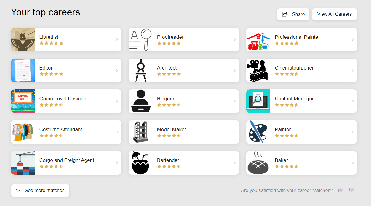 Career explorer screenshot