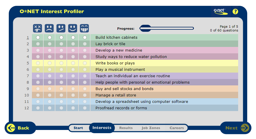A screenshot of the test