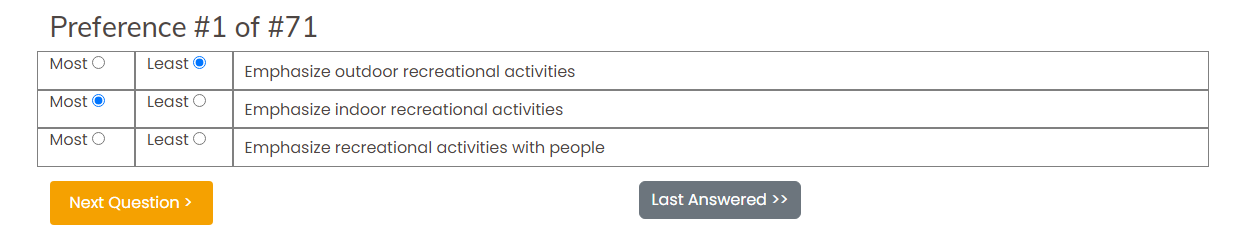 A test question screenshot