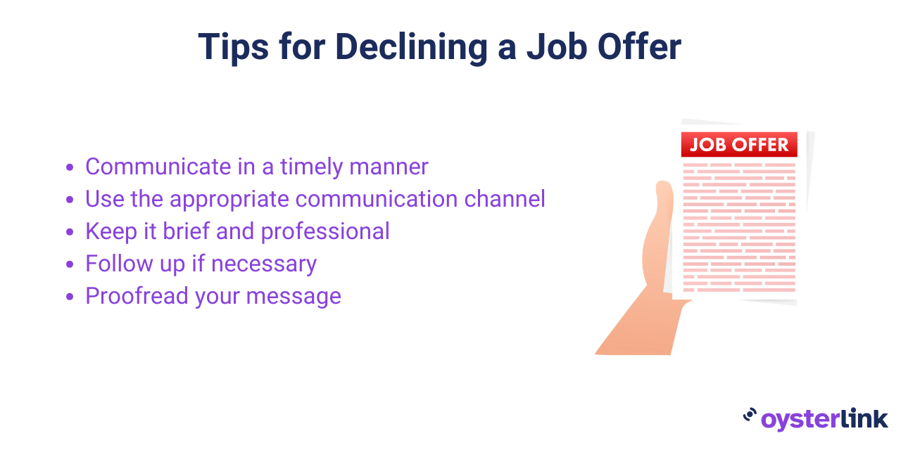 tips for declining a job offer