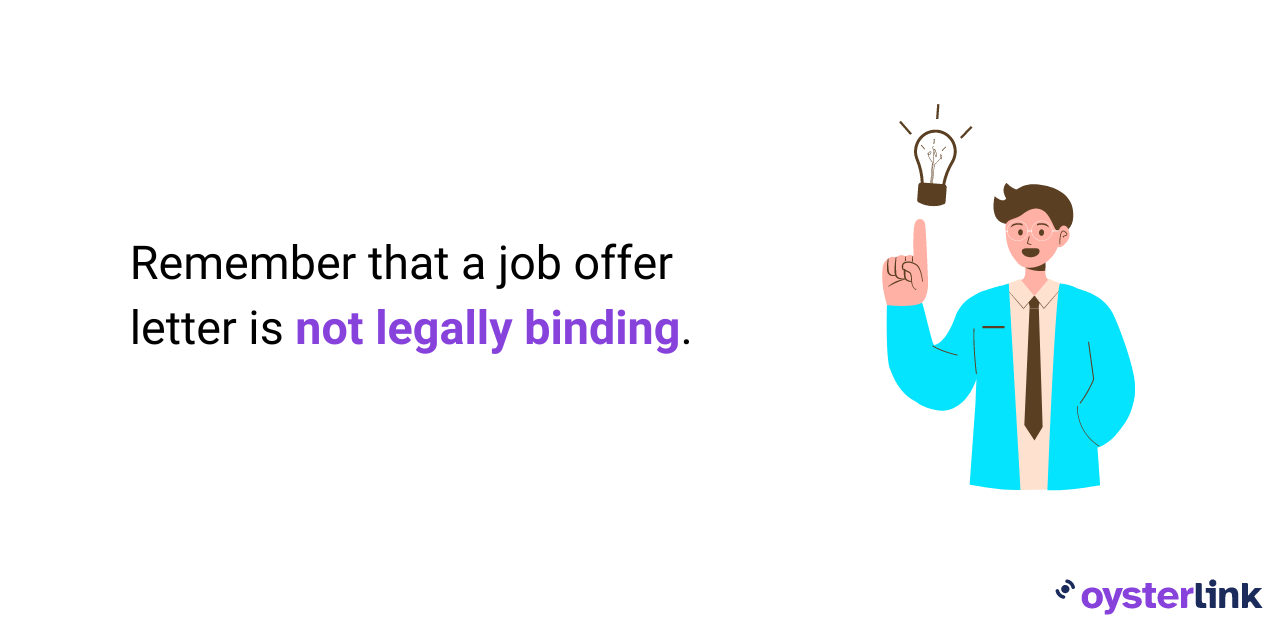 Infographic saying a job offer letter is not legally binding