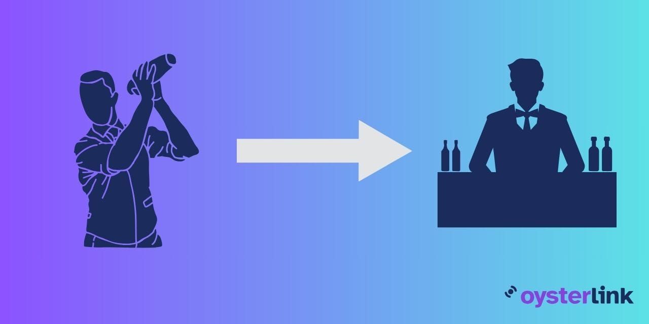 visual showing transition from batender to bar manager
