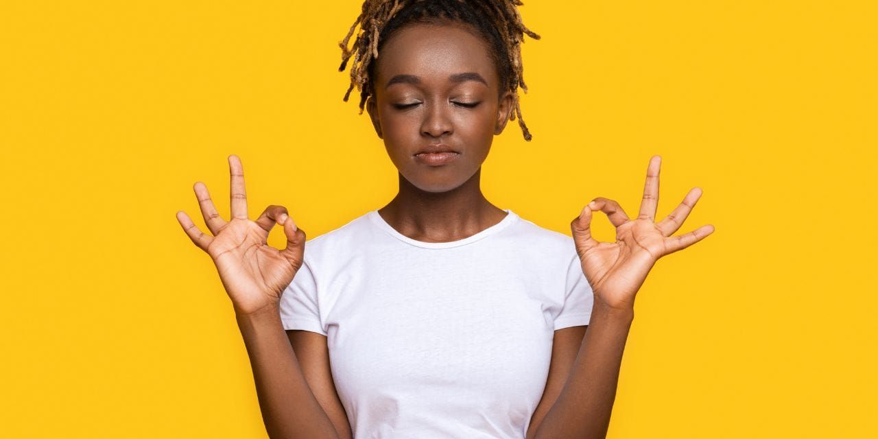 a girl meditating