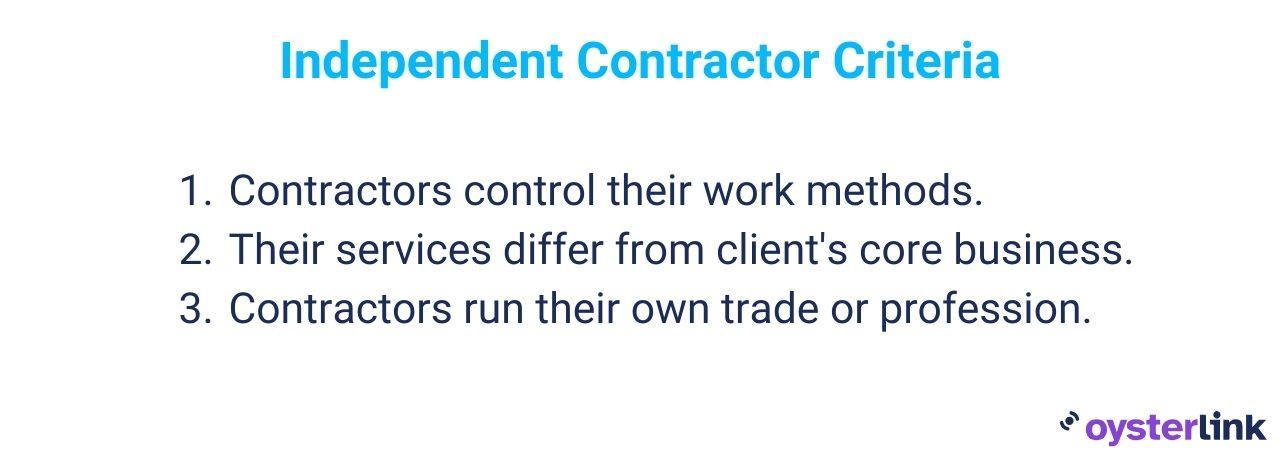 Independent contractor criteria