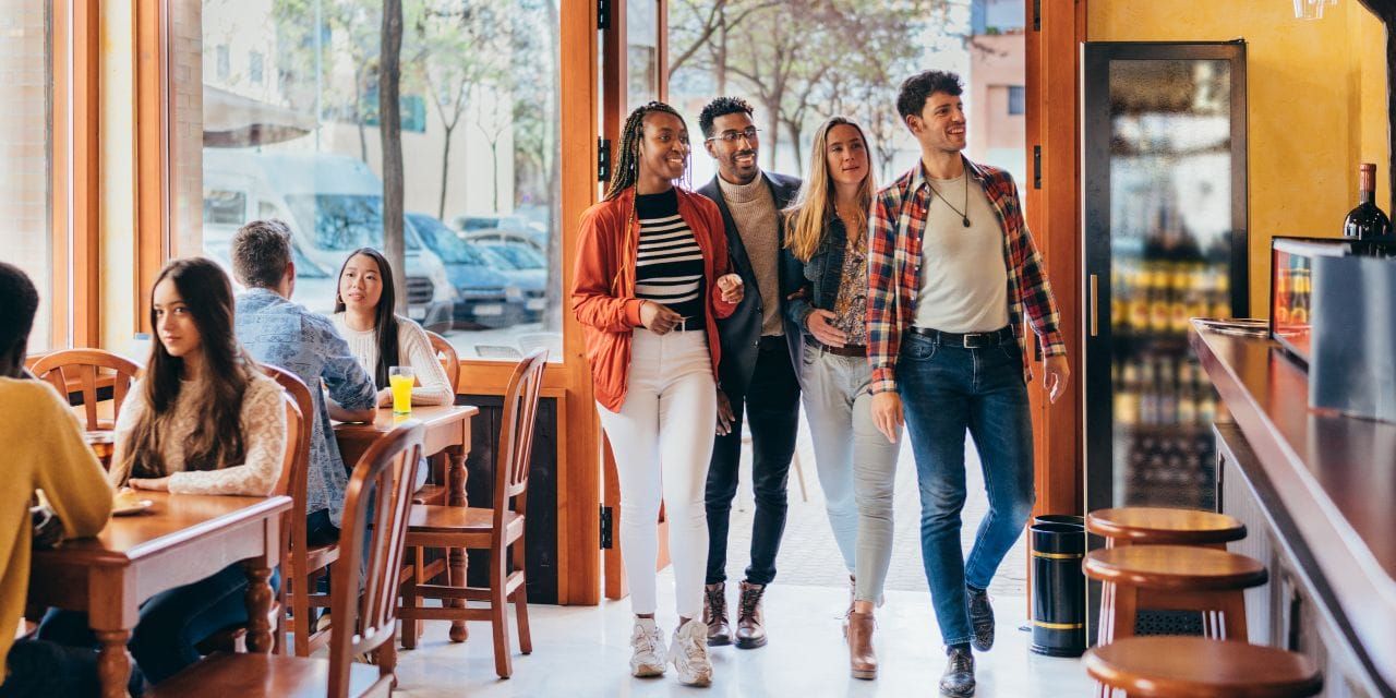 guests walking into a restaurant