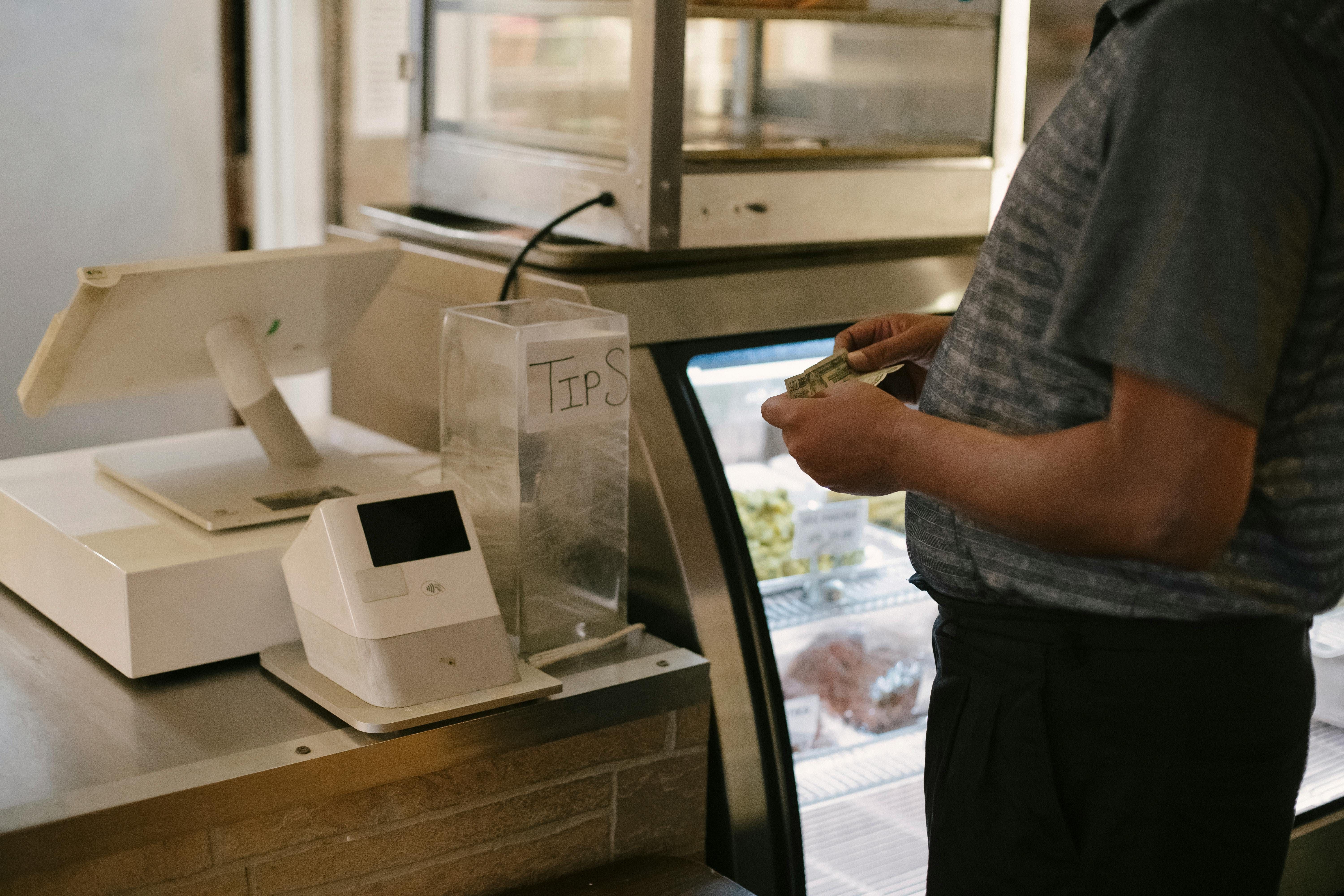tip jar on counter