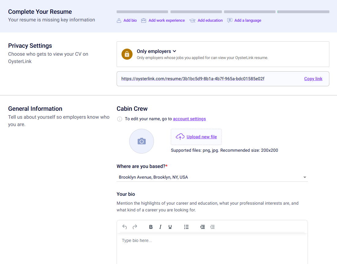 cabin crew resume builder oysterlink