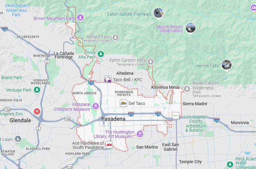 pasadena google maps
