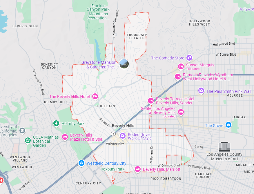 beverly hills google maps