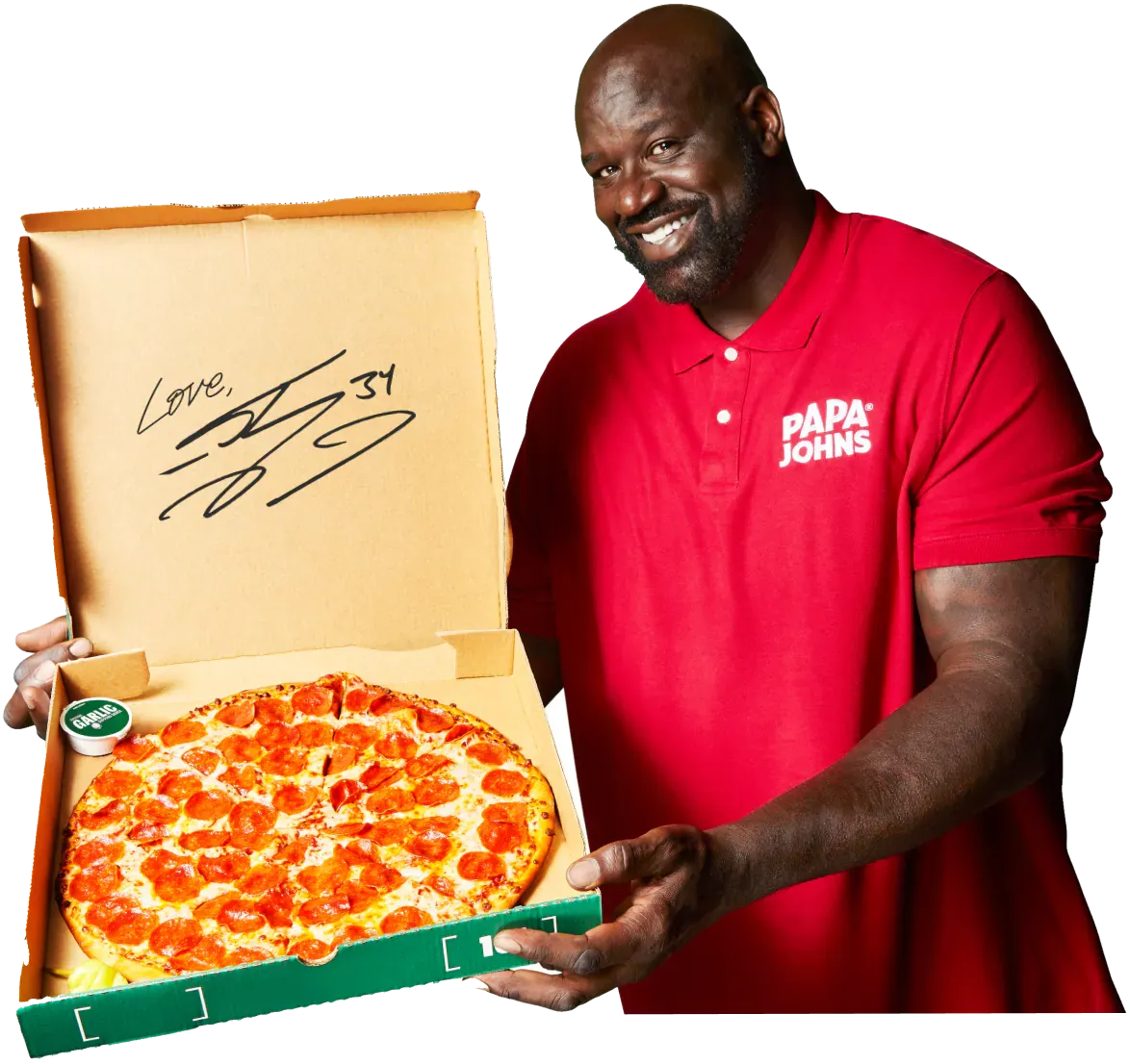 shaq position with shaq-a-roni pizza
