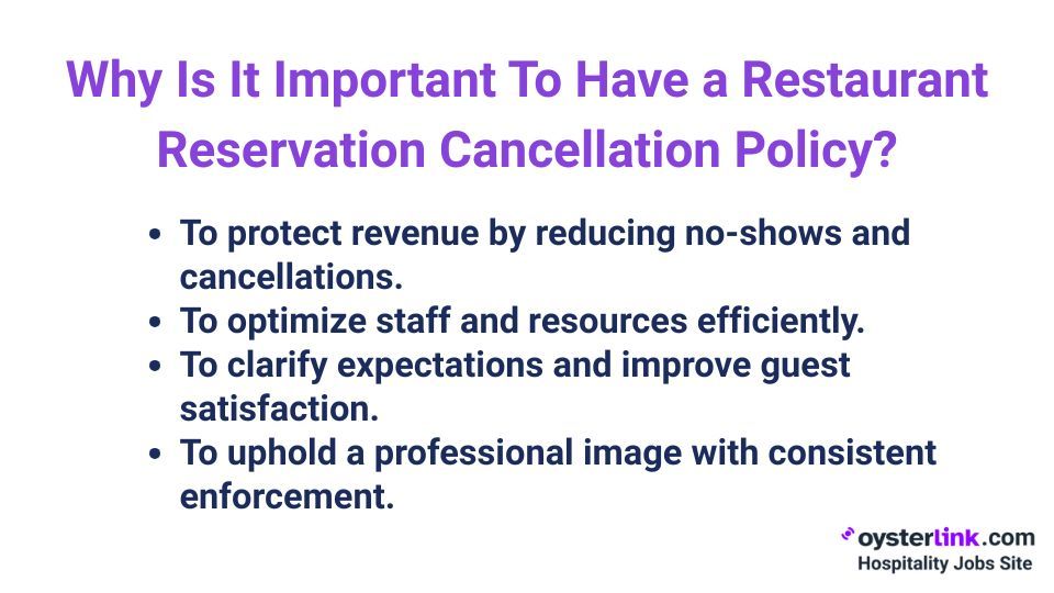 importance of having a restaurant reservation cancellation policy