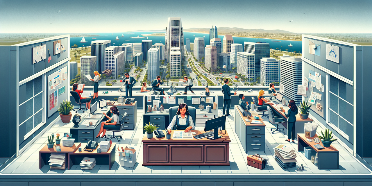 Receptionist at front desk in San Diego office