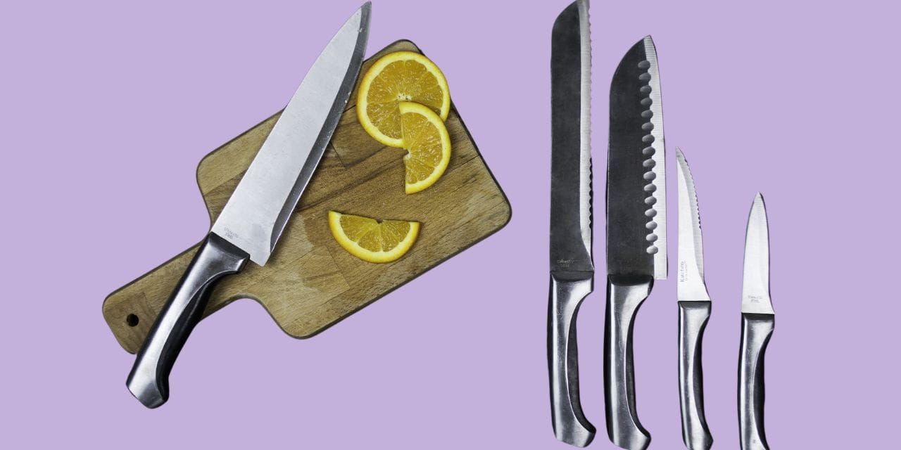 bartender knives and a cutting board