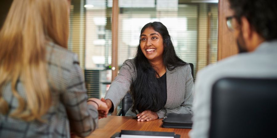 A woman on a job interview