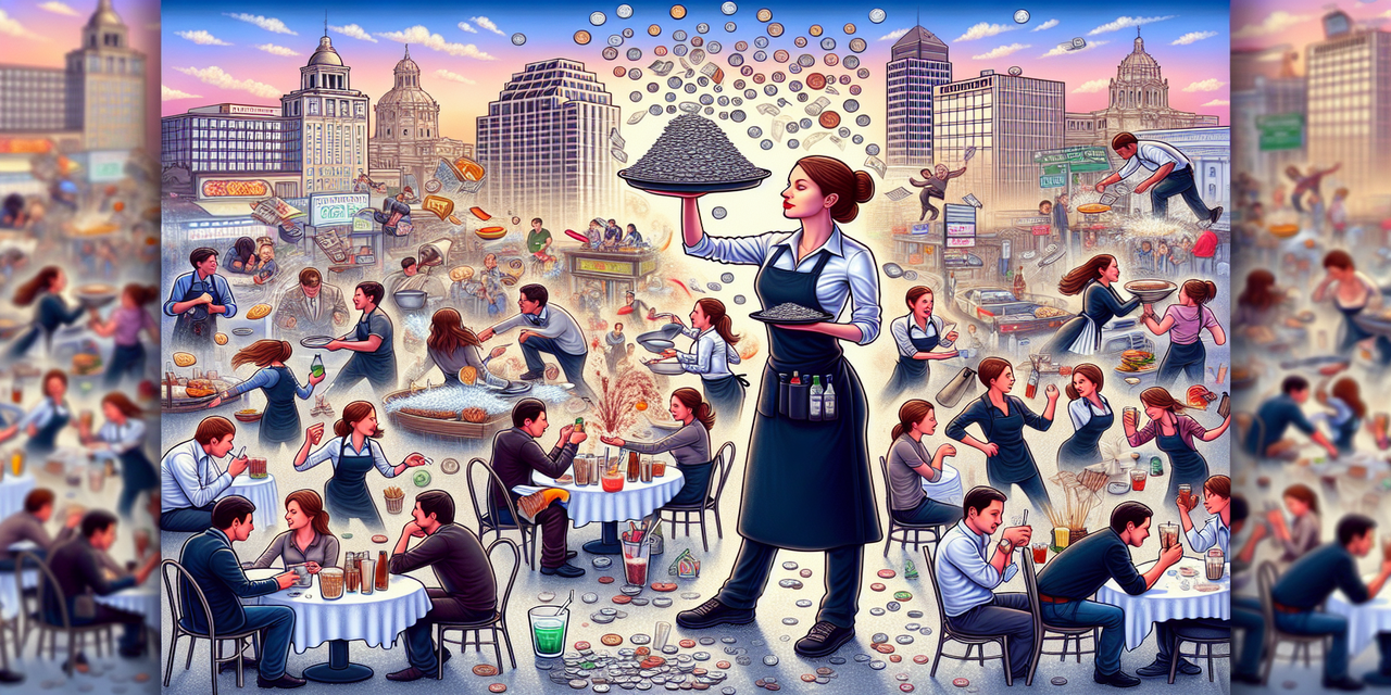 Waitress serving customers in San Antonio restaurant